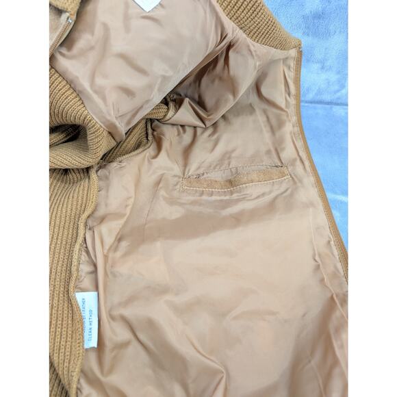 Vintage Fingerhut Fashions split cowhide leather jacket cable knit Large - Picture 7 of 9